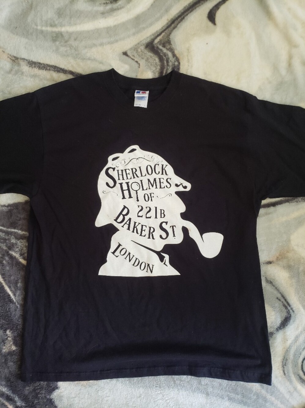 Russel Unisex Vintage Sherlock Holmes 221B Baker St Graphic T Shirt L